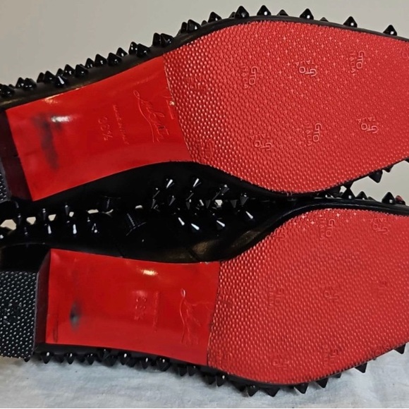 Christian Louboutin Black Spike Stud Embellishment Mid Heel Ankle Boot - Picture 6 of 12